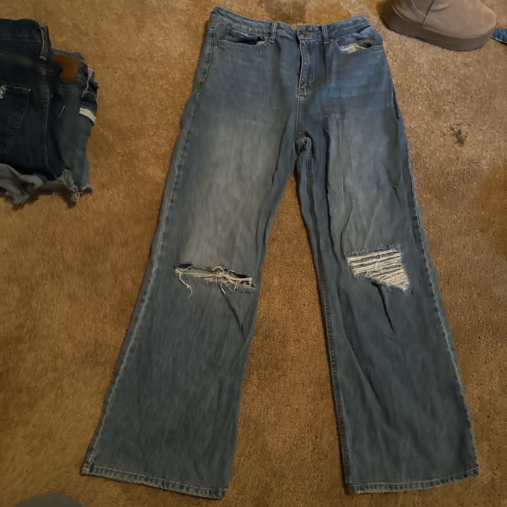 Unk Women's Flare Distressed Denim Jeans
